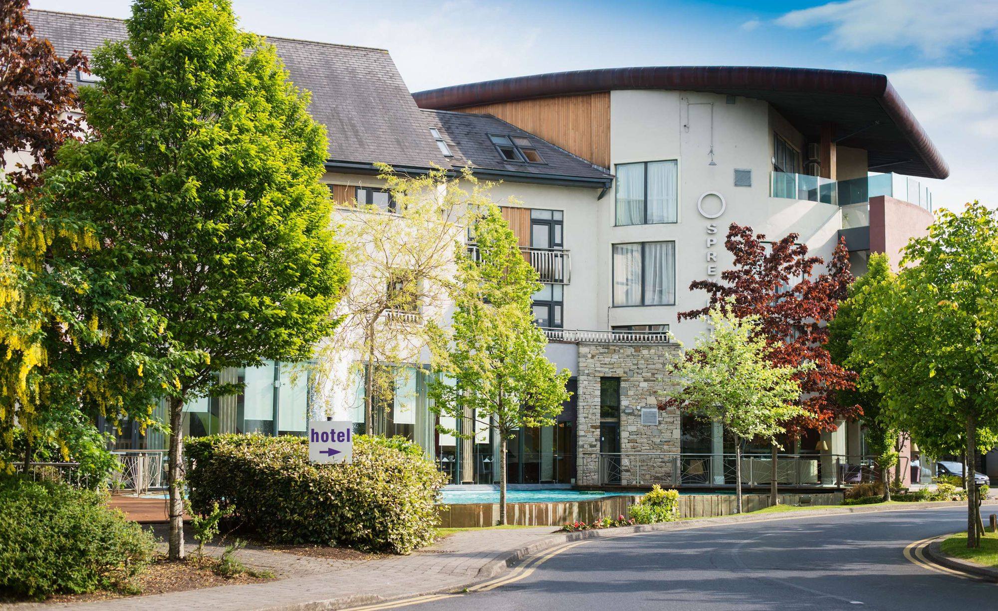 Pictured is the south-facing exterior of the Osprey Hotel in Naas; the hotel and fair entrances are ground-level and easily accessed when using a wheelchair.